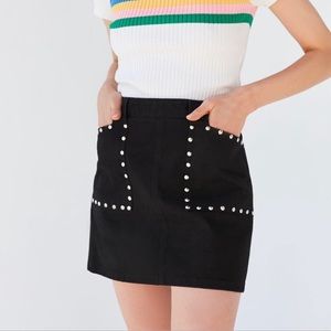 Studded denim skirt